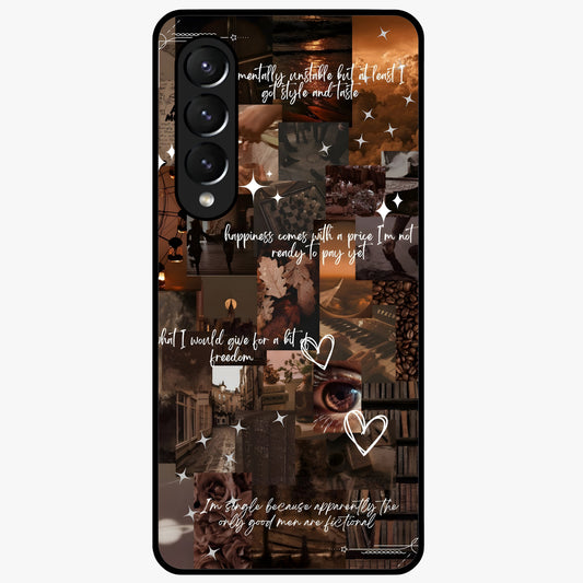 Bittersweet Aesthetic Chaos Glass Case showing flat back view with artistic chaotic aesthetic design and glossy glass finish.