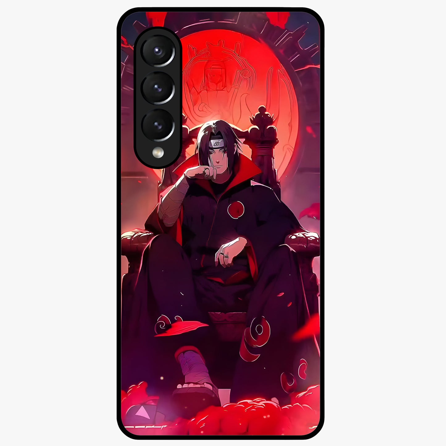 Blood Moon Sovereign Glass Case showing flat back view with mystical blood moon artwork and glossy glass finish.