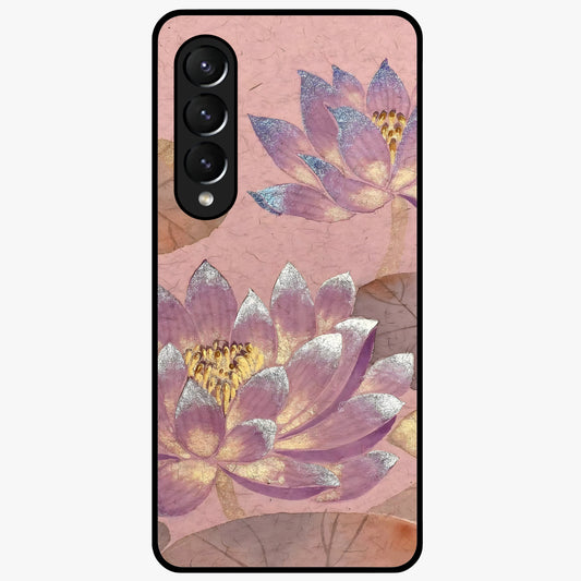 Blossom Mist Lotus Glass Case showing flat back view with serene lotus blossom artwork and glossy glass finish.