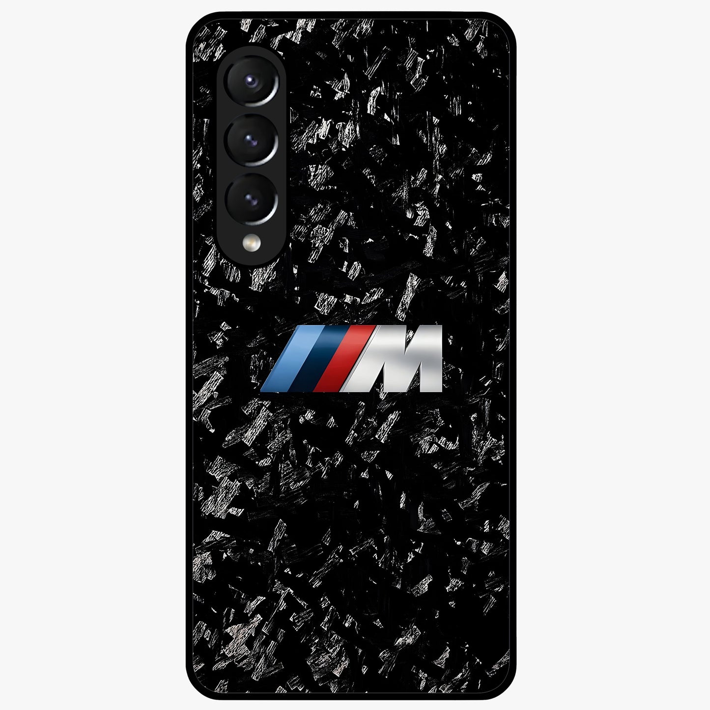Carbon Speed Mark Glass Case showing flat back view with sporty carbon pattern artwork and glossy glass finish.