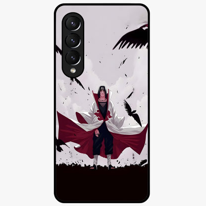 Crimson Crow Ascension Glass Case showing flat back view with mystical crow artwork and glossy glass finish.