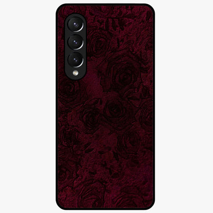 Crimson Fade Flow Glass Case showing flat back view with flowing crimson gradient artwork and glossy glass finish.