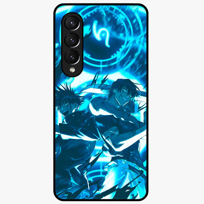 Cursed Energy Clash Glass Case showing flat back view with intense cursed energy artwork and glossy glass finish.