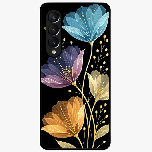 Delicate Multicolor Flowers Glass Case showing flat back view with vibrant floral artwork and glossy glass finish.