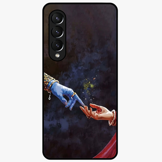 Divine Touch Eternal Glass Case showing flat back view with spiritual themed artwork and glossy glass finish.
