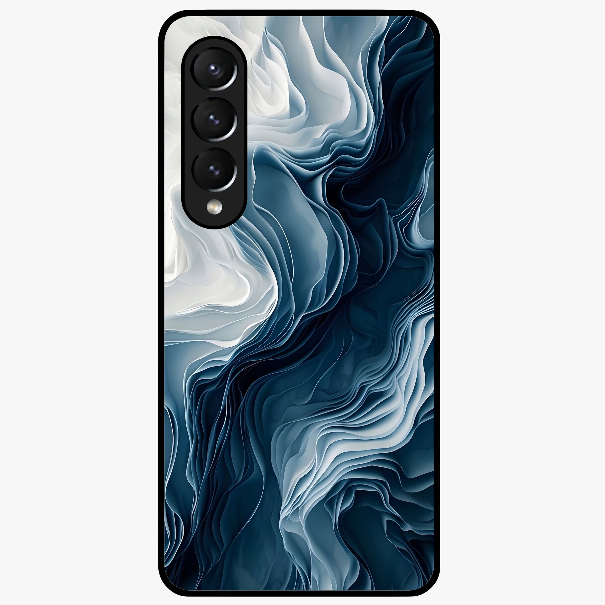 Ethereal Paper Marble Glass Case showing flat back view with soft marble paper texture artwork and glossy glass finish.