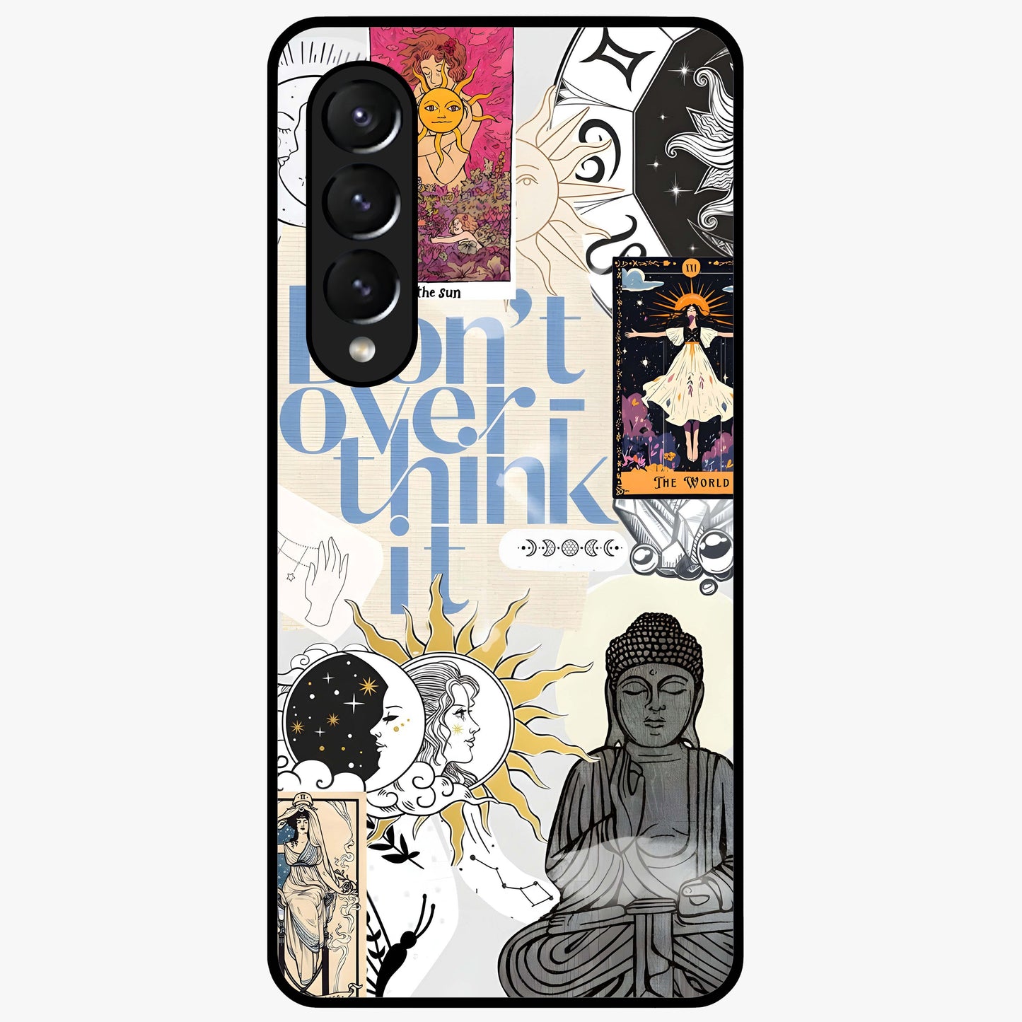 Ethereal Thoughts Glass Case showing flat back view with dreamy artistic artwork and glossy glass finish.