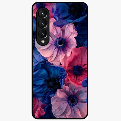 Flower Paper Art Pattern Glass Case showing flat back view with paper cut style floral artwork and glossy glass finish.