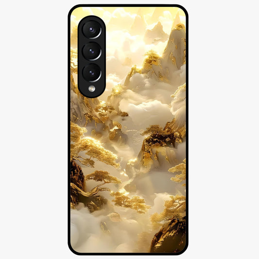 Gates Of Illumination Glass Case showing flat back view with mystical illuminated gate artwork and glossy glass finish.