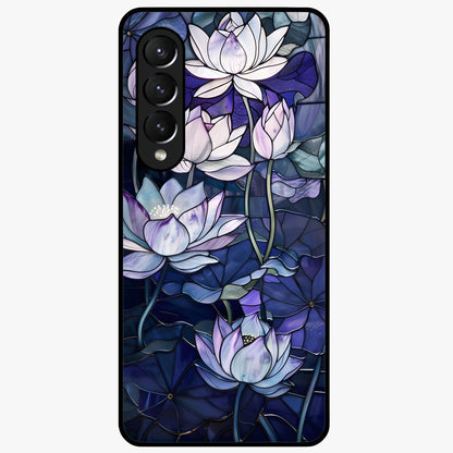 Gloss Petal Rush Glass Case showing flat back view with glossy flower petal artwork and smooth glass finish.