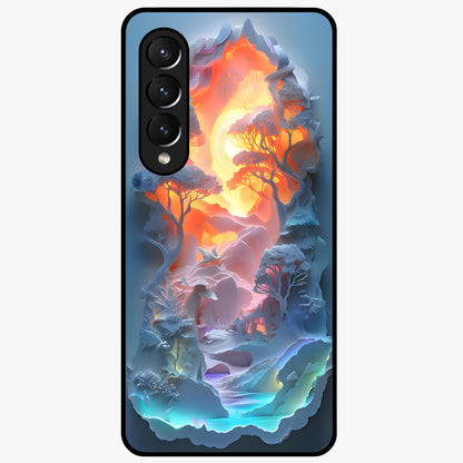Glow Forest Portal Glass Case showing flat back view with glowing forest portal artwork and glossy glass finish.