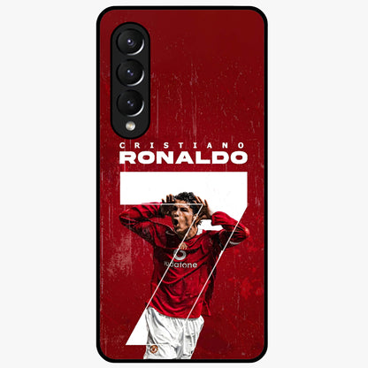 Goal Celebration Legacy Glass Case showing flat back view with football celebration inspired artwork and glossy glass finish.