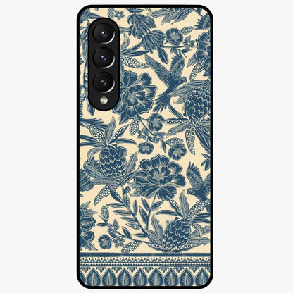 Heirloom Wild Bloom Glass Case showing flat back view with vintage inspired wild flower artwork and glossy glass finish.