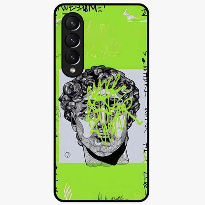 Neo Graffiti Rebellion Glass Case showing flat back view with vibrant graffiti artwork and glossy glass finish.