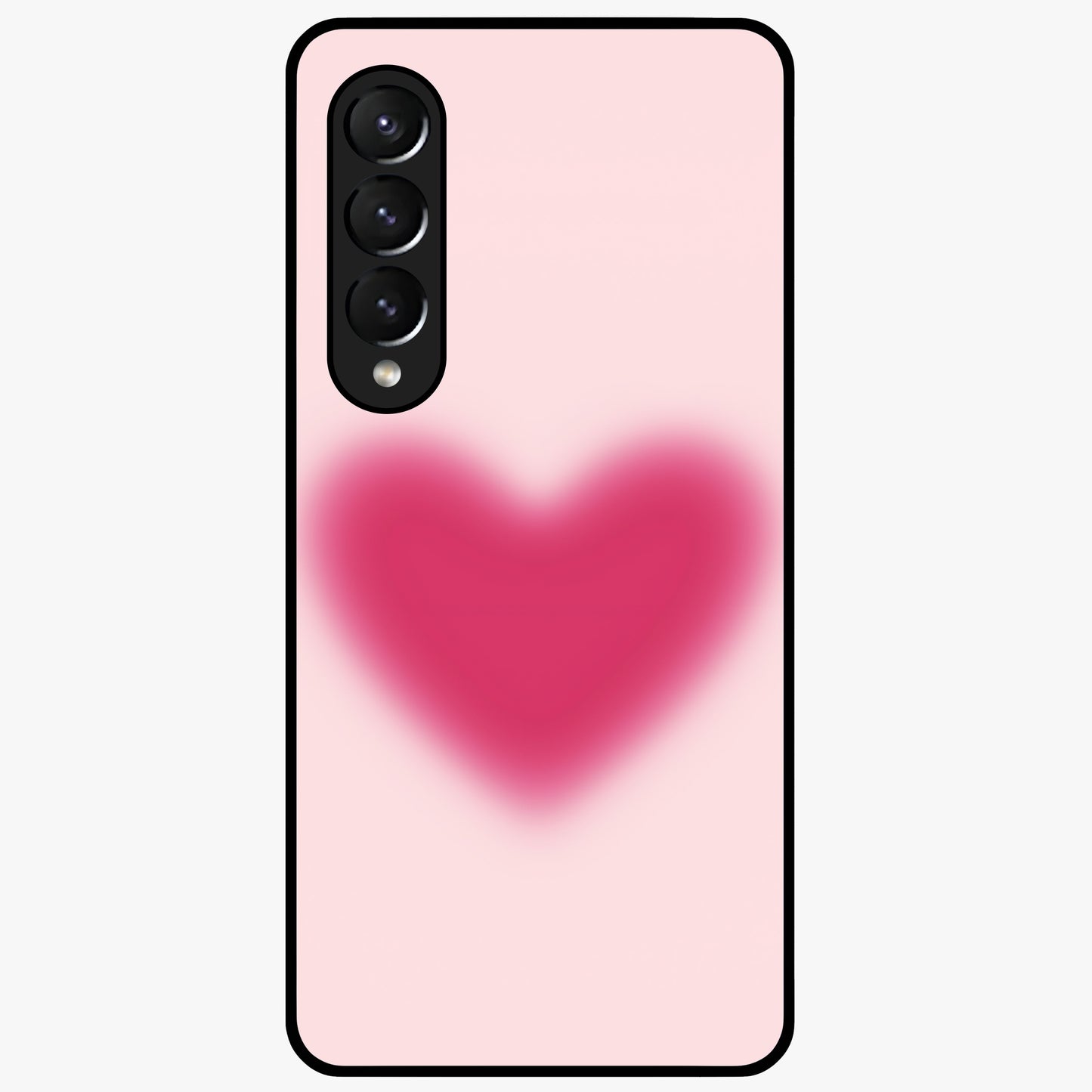 Pink Aura Heart Glass Case showing flat back view with glowing heart artwork and glossy glass finish.