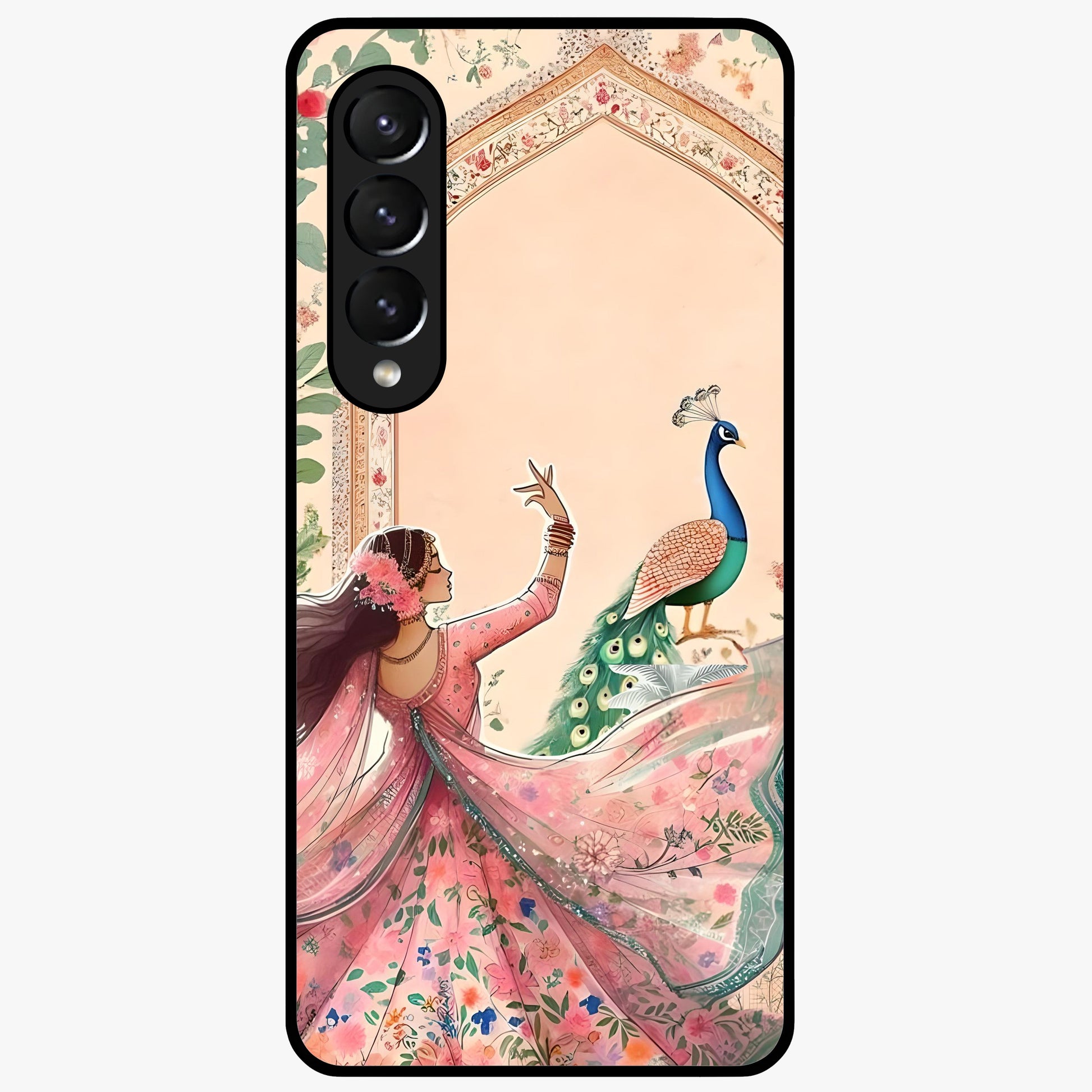 Royal Grace Muse Glass Case showing flat back view with elegant artistic artwork and glossy glass finish.