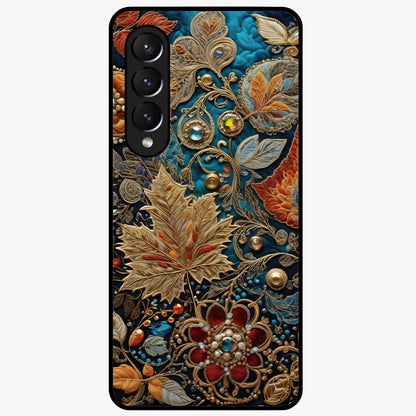 Royal Jewel Garden Glass Case showing flat back view with decorative floral garden artwork and glossy glass finish.