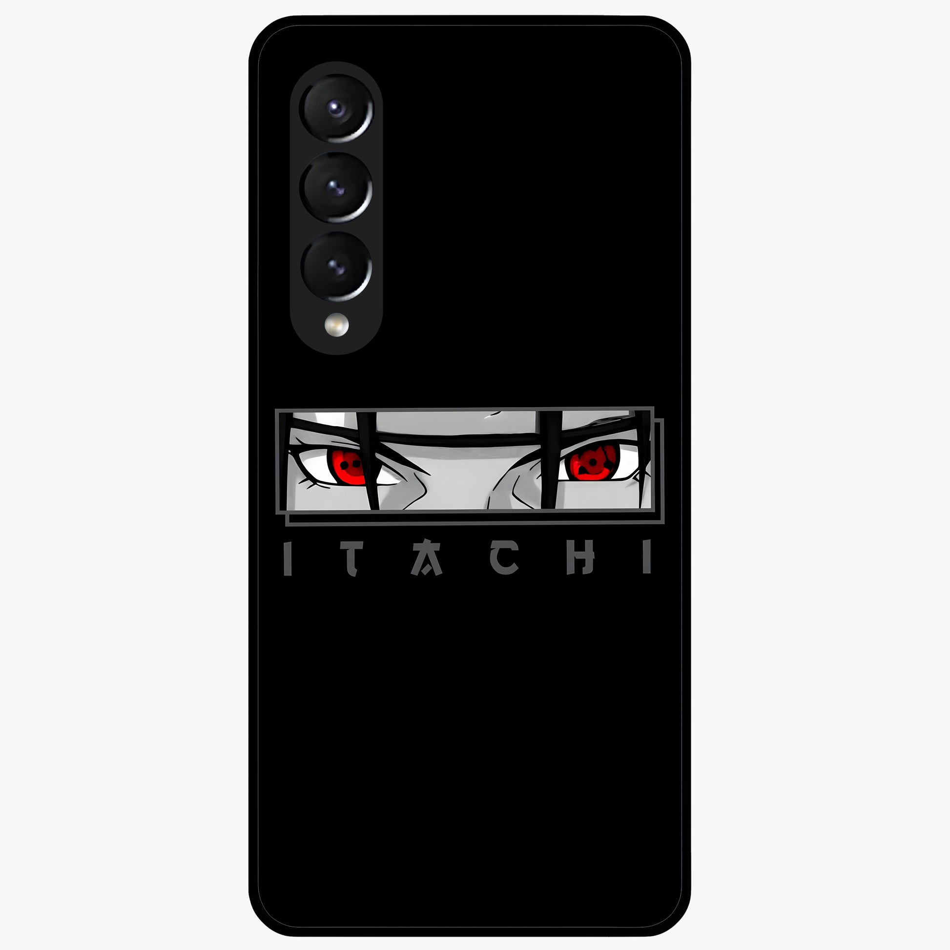 Scarlet Gaze Dominance Glass Case showing flat back view with striking red themed artwork and glossy glass finish.