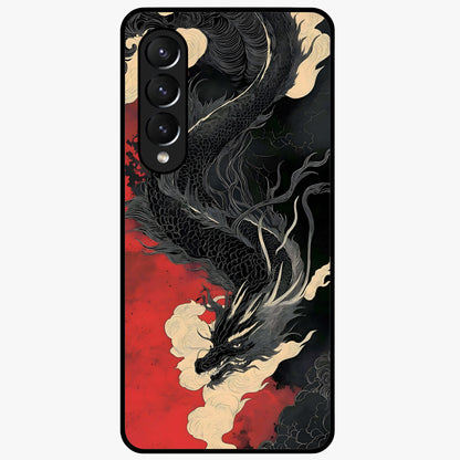 Shadow Dragon Fury Glass Case showing flat back view with fierce dragon artwork and glossy glass finish.