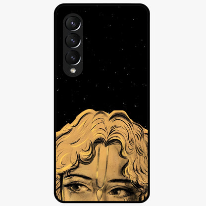 Shri Krishna Art Glass Case showing flat back view with devotional Krishna artwork and glossy glass finish.