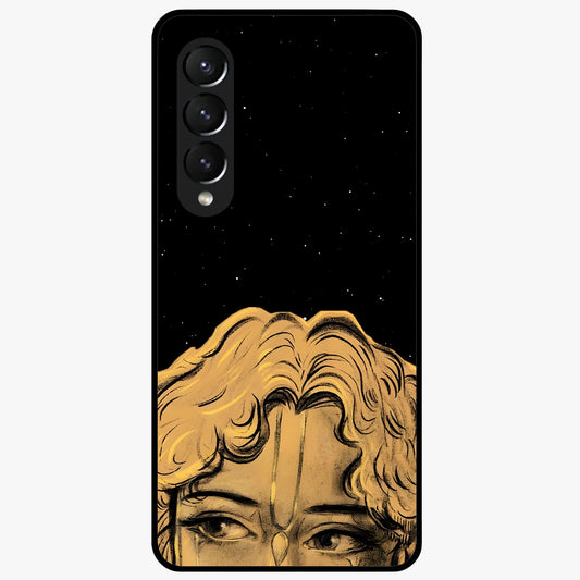 Shri Krishna Art Glass Case showing flat back view with devotional Krishna artwork and glossy glass finish.