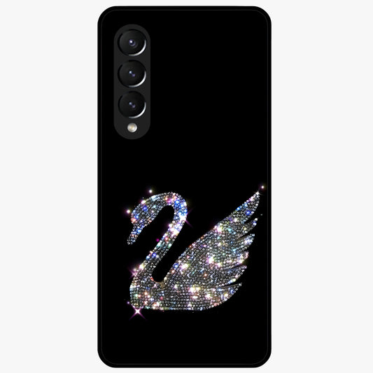 Starlit Swan Grace Glass Case showing flat back view with graceful swan artwork under starry sky and glossy glass finish.