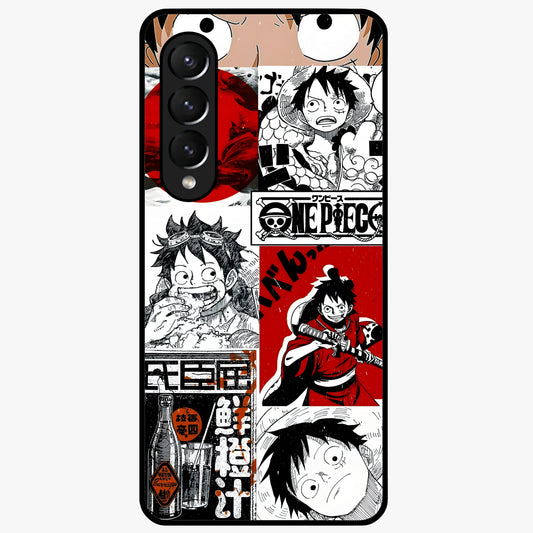Strawhat Chaos Panels Glass Case showing flat back view with anime inspired chaos panel artwork and glossy glass finish.