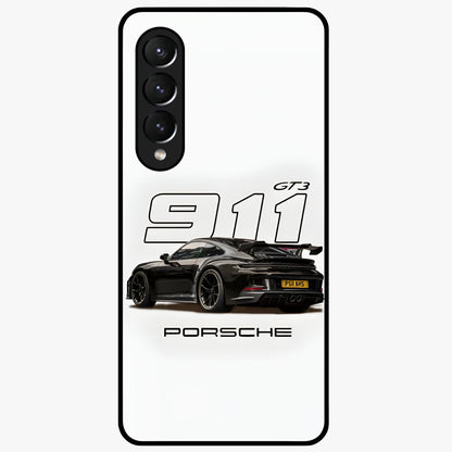 Turbo Legacy Icon Glass Case showing flat back view with iconic sports car inspired artwork and glossy glass finish.