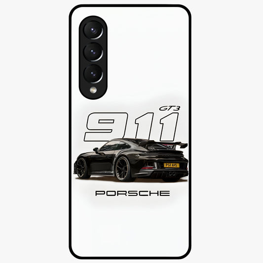 Turbo Legacy Icon Glass Case showing flat back view with iconic sports car inspired artwork and glossy glass finish.