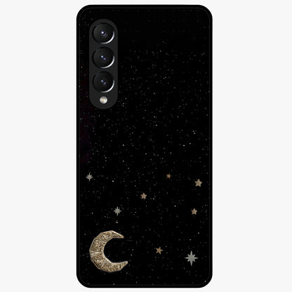 Twinkle Star With Half Moon Glass Case showing flat back view with star and half moon artwork and glossy glass finish.