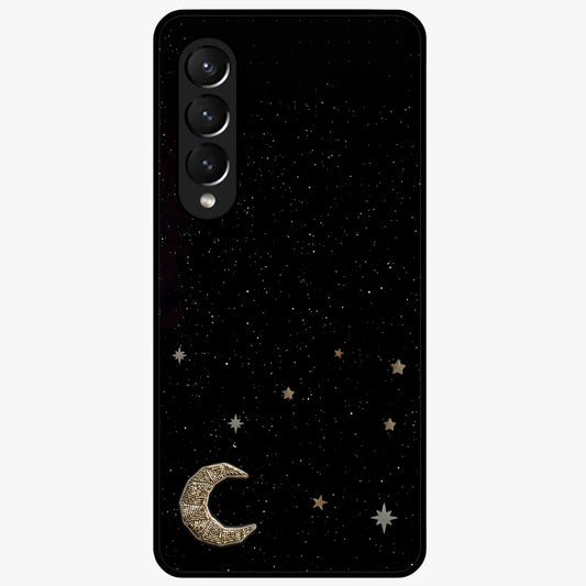 Twinkle Star With Half Moon Glass Case showing flat back view with star and half moon artwork and glossy glass finish.