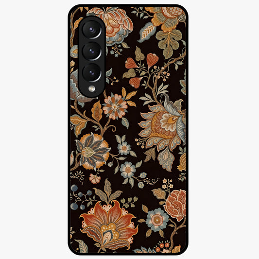 Vintage Floral Dream Glass Case showing flat back view with classic floral artwork and glossy glass finish.