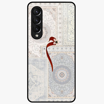 White Aesthetic Bow Glass Case showing flat back view with minimal bow artwork and glossy glass finish.