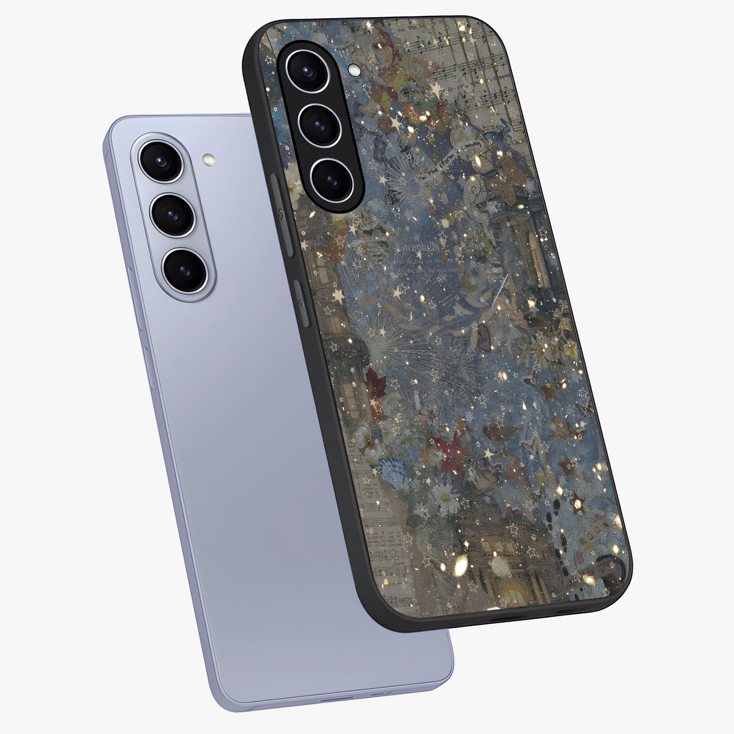 Aesthetic Astrolophia Glass Case displayed in angled mockup highlighting artistic aesthetic elements and smooth glass surface.