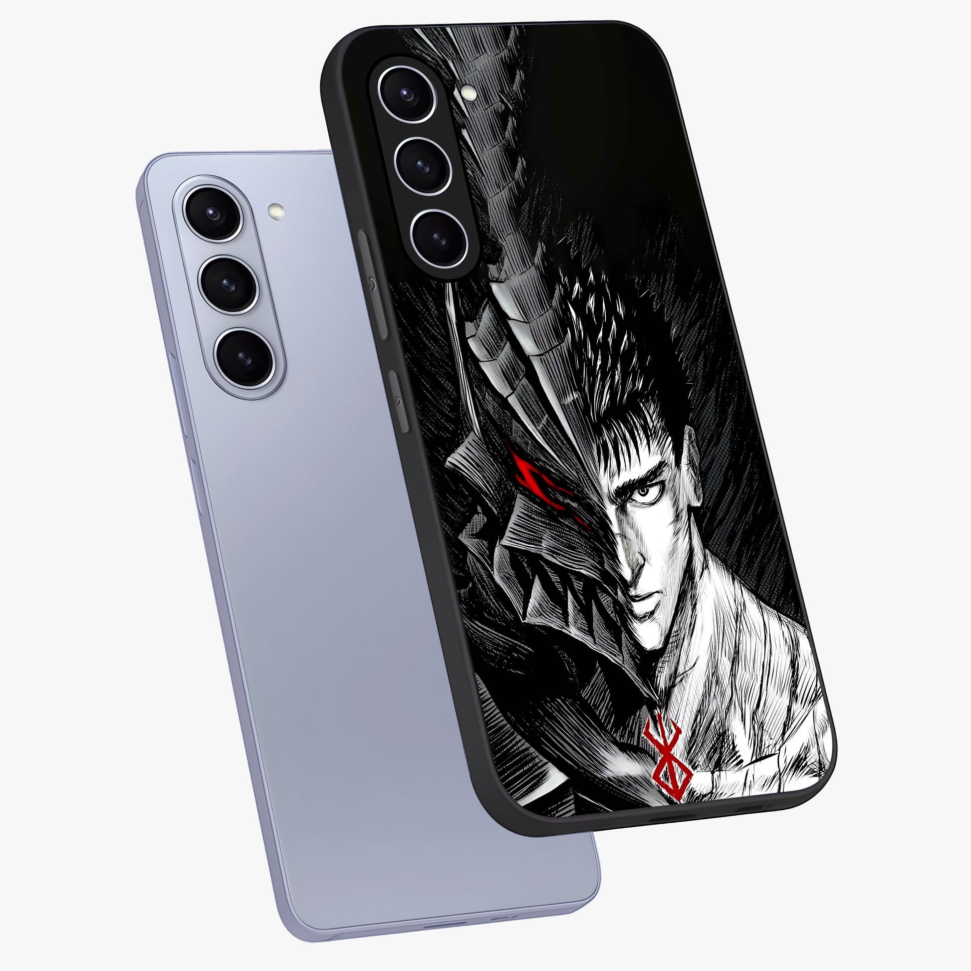Berserker Blood Oath Glass Case displayed in angled mockup highlighting dark fantasy graphic design and powerful theme.