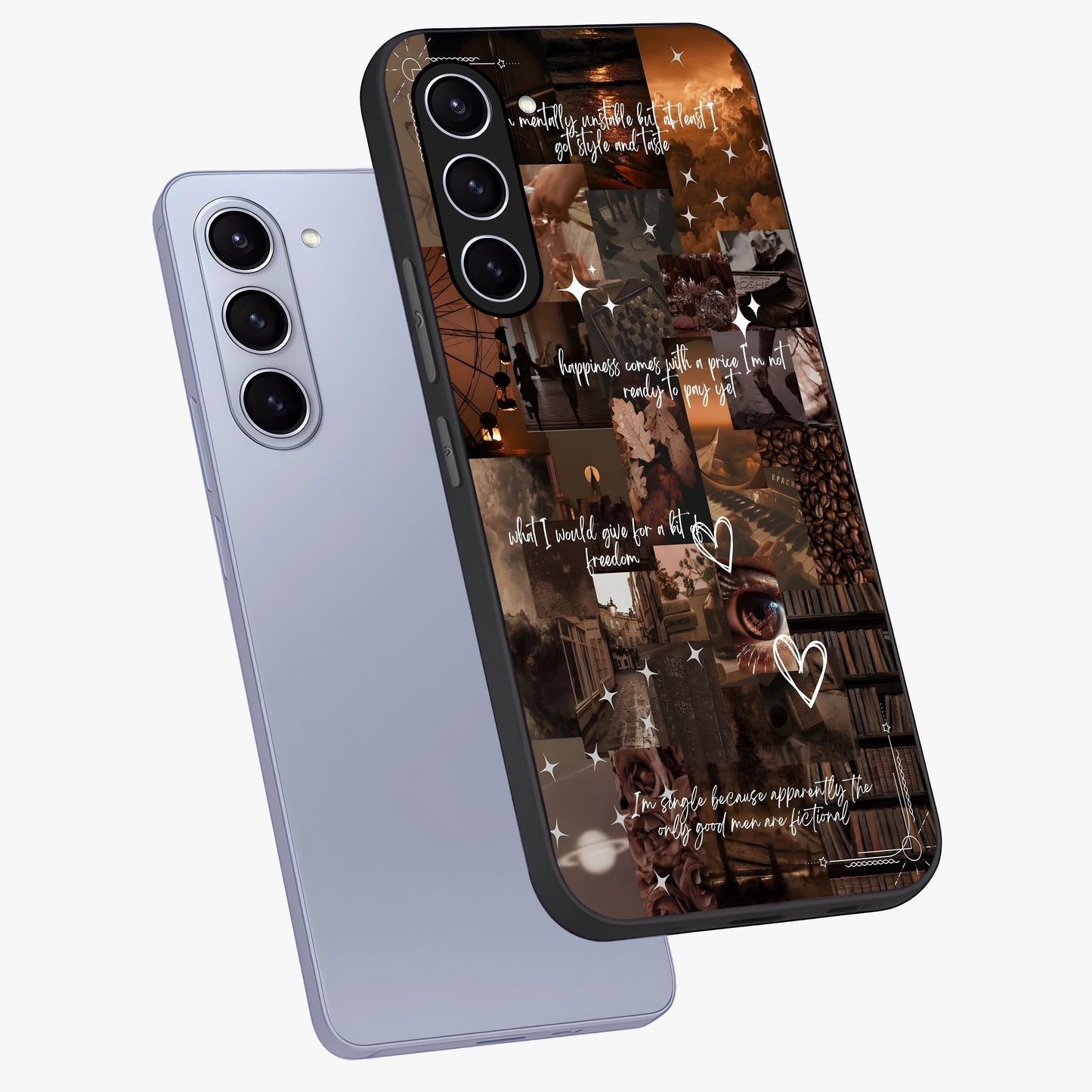 Bittersweet Aesthetic Chaos Glass Case displayed in angled mockup highlighting expressive abstract artwork and edgy aesthetic theme.