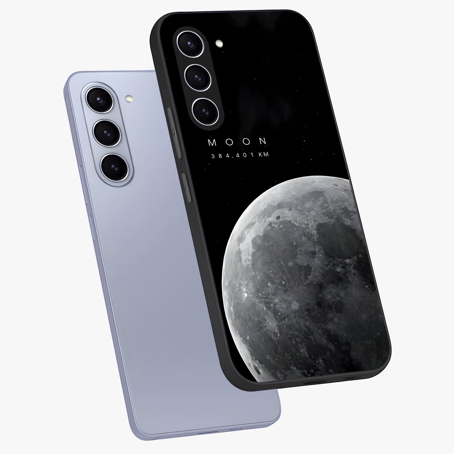 Cosmic Moon Glow Glass Case displayed in angled mockup highlighting celestial moon design with cosmic aesthetic theme.