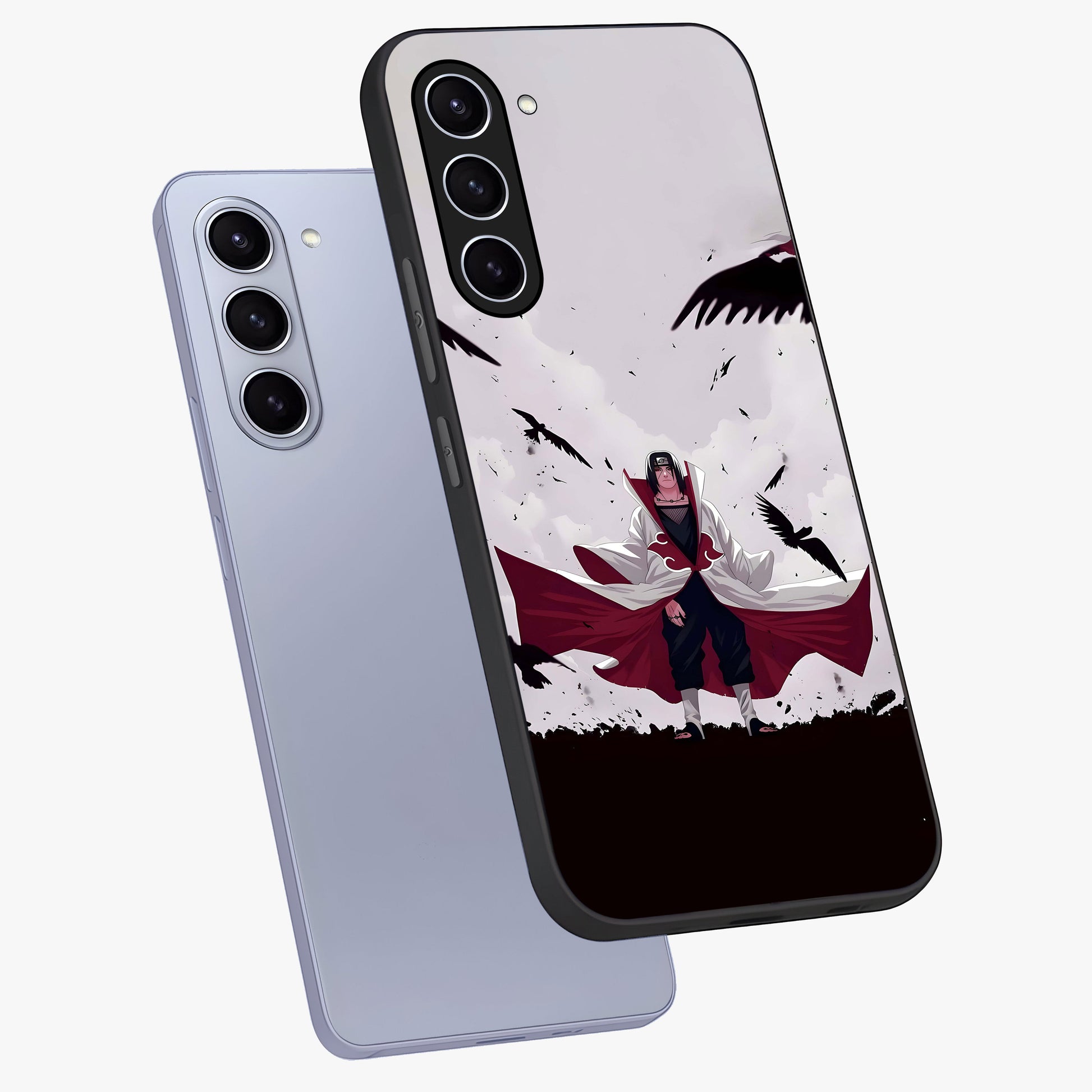 Crimson Crow Ascension Glass Case displayed in angled mockup highlighting powerful crow illustration with dark crimson aesthetic.