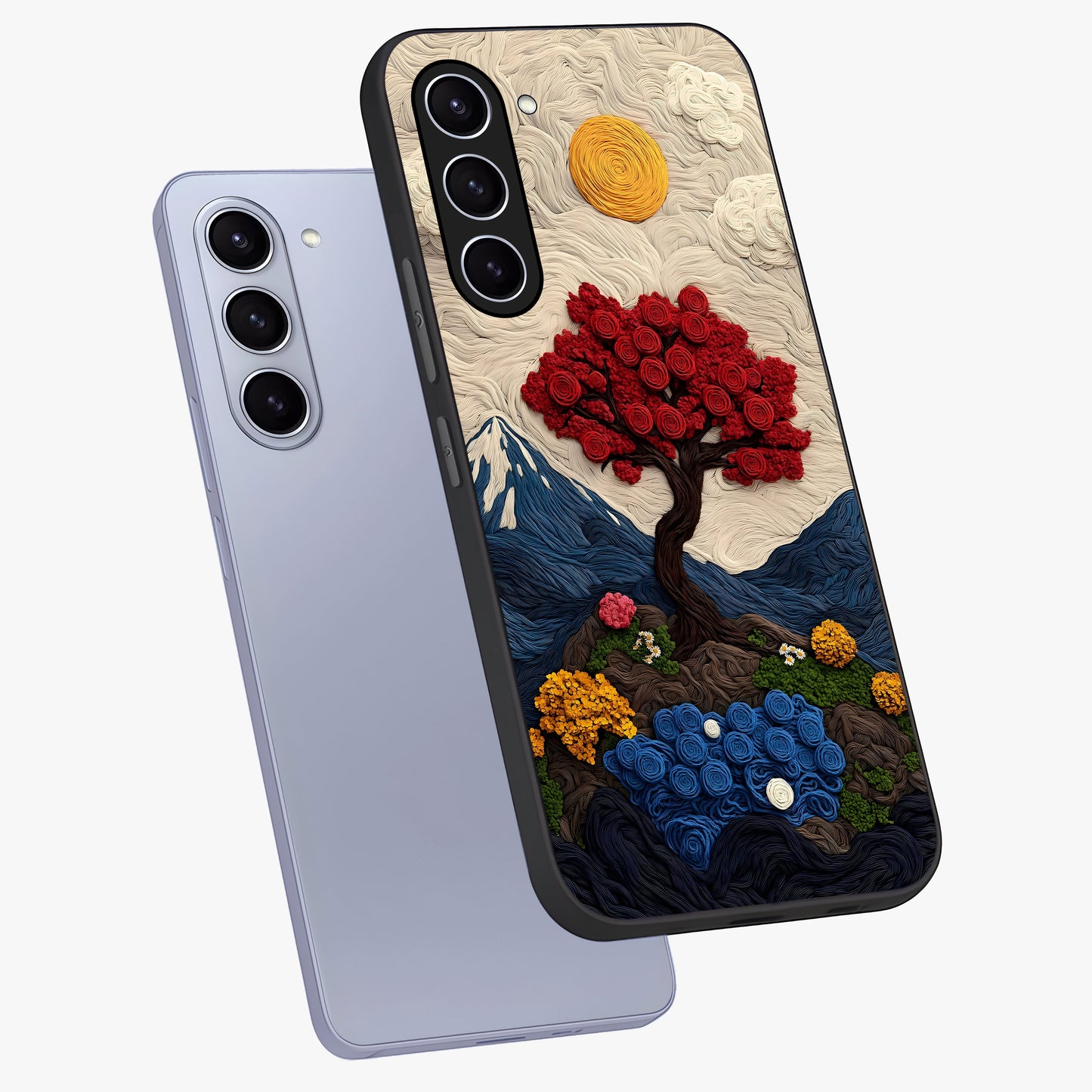 Eternal Nature Tapestry Glass Case displayed in angled mockup highlighting detailed botanical pattern with artistic aesthetic.