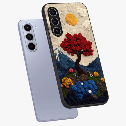 Eternal Nature Tapestry Glass Case displayed in angled mockup highlighting detailed botanical pattern with artistic aesthetic.