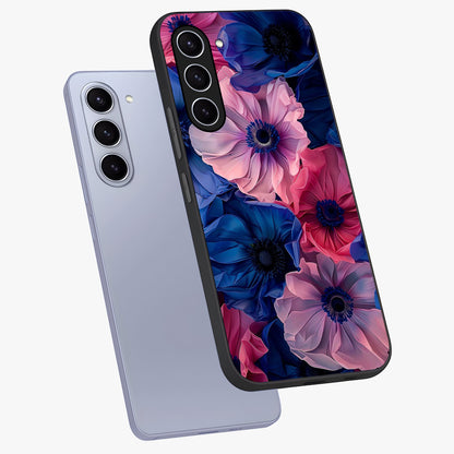 Flower Paper Art Pattern Glass Case displayed in angled mockup highlighting layered paper flower design with artistic aesthetic.