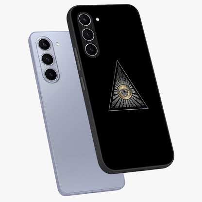 Illuminati Evil Glass Case displayed in angled mockup highlighting dark occult inspired design with bold aesthetic style.