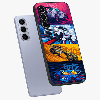JDM Sports Car Glass Case displayed in angled mockup highlighting sleek Japanese racing car design with automotive aesthetic.