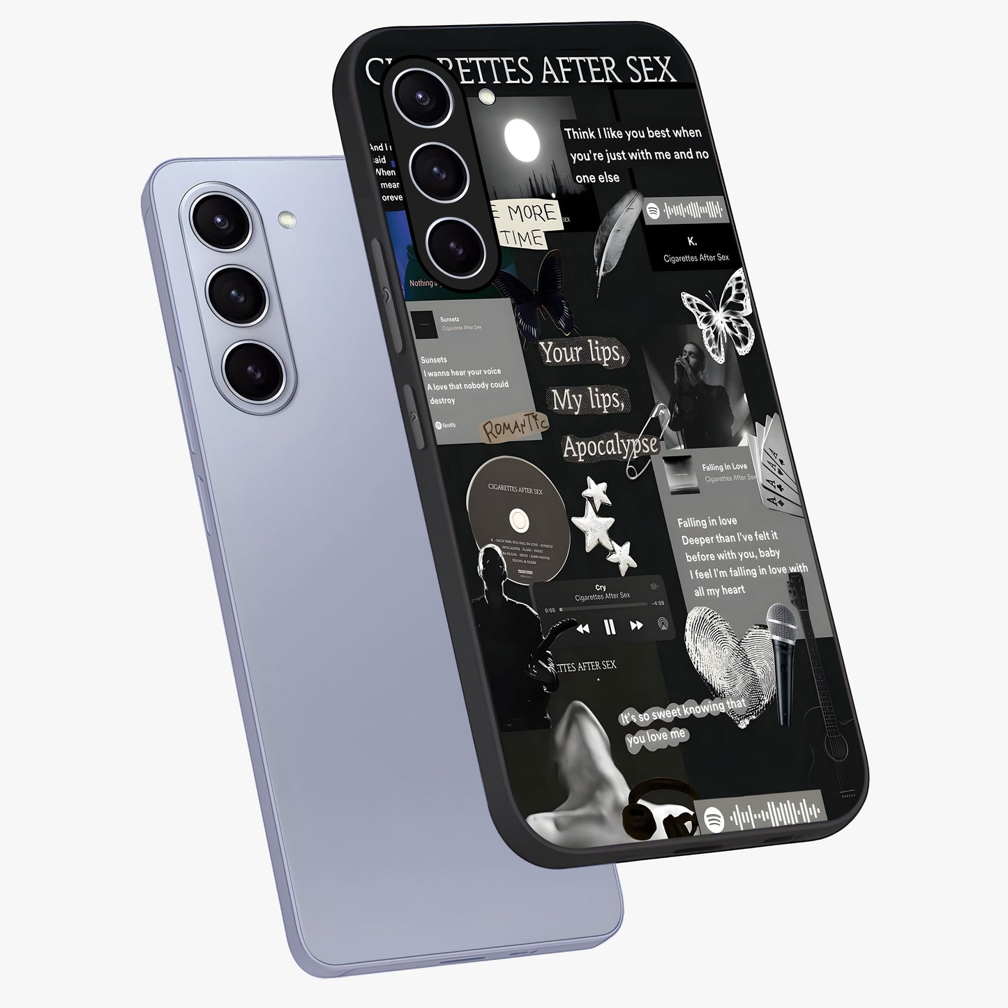 Midnight Love Echo Glass Case displayed in angled mockup highlighting elegant love inspired design with deep aesthetic style.