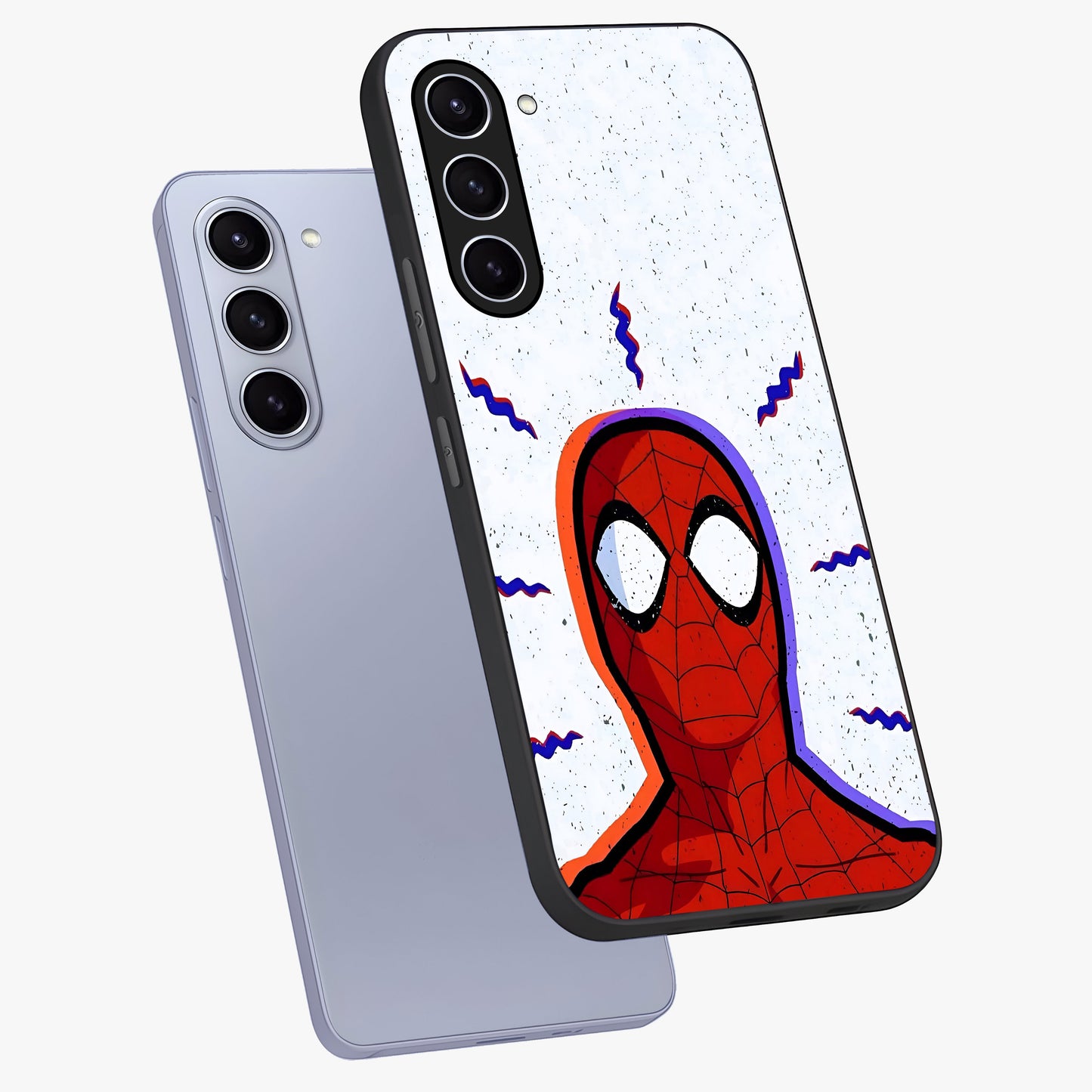 Omg Spiderman Glass Case displayed in angled mockup highlighting dynamic hero illustration with action comic aesthetic.