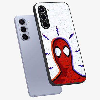 Omg Spiderman Glass Case displayed in angled mockup highlighting dynamic hero illustration with action comic aesthetic.
