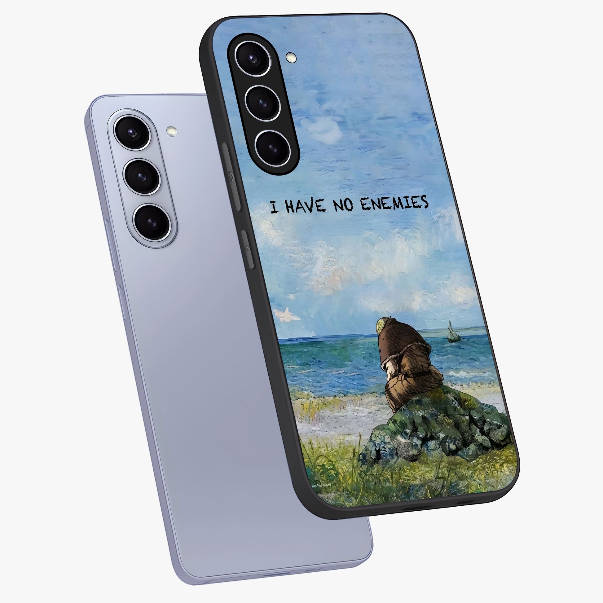 Peace Beyond War Glass Case displayed in angled mockup highlighting meaningful message design with artistic aesthetic style.