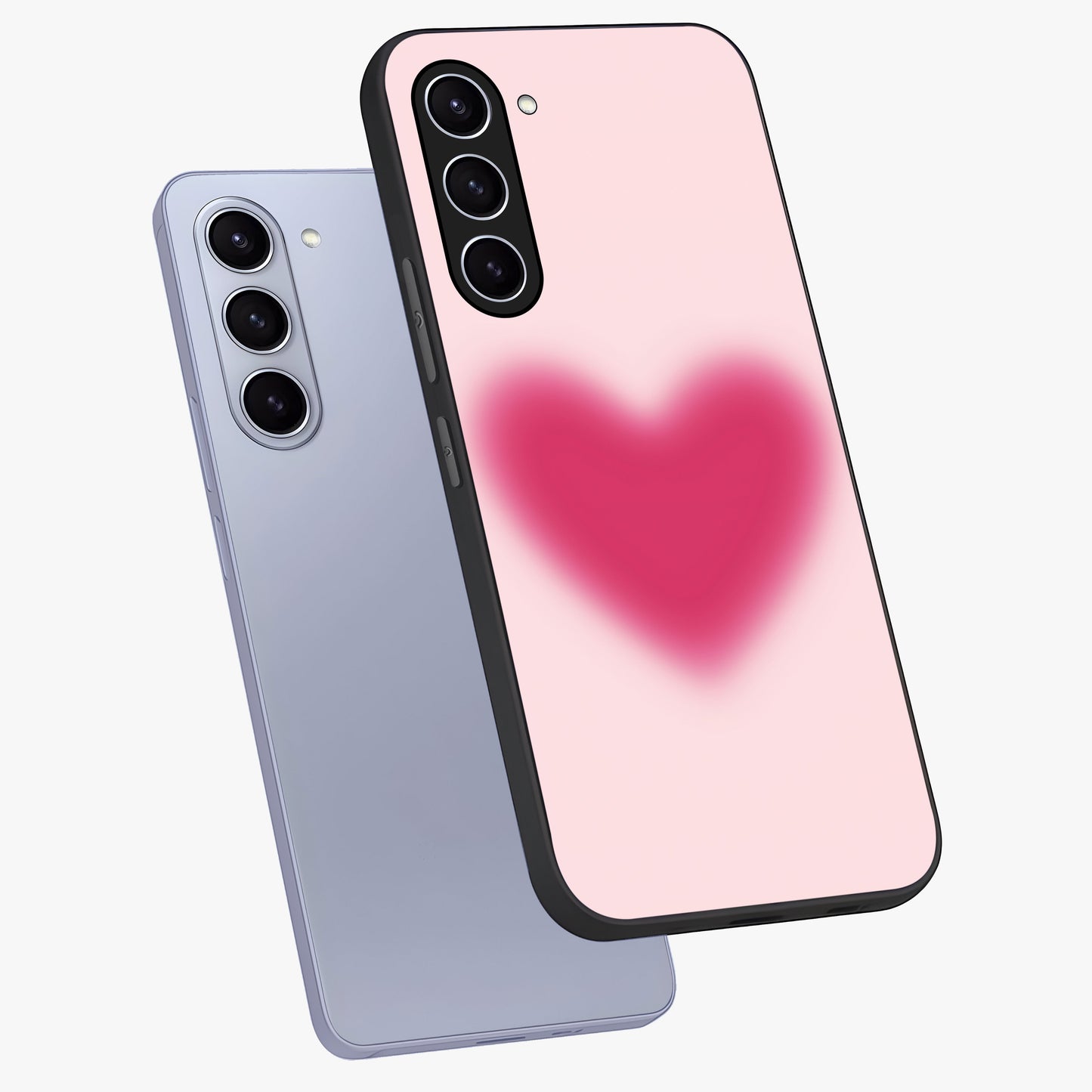 Pink Aura Heart Glass Case displayed in angled mockup highlighting vibrant pink heart design with dreamy aura aesthetic.