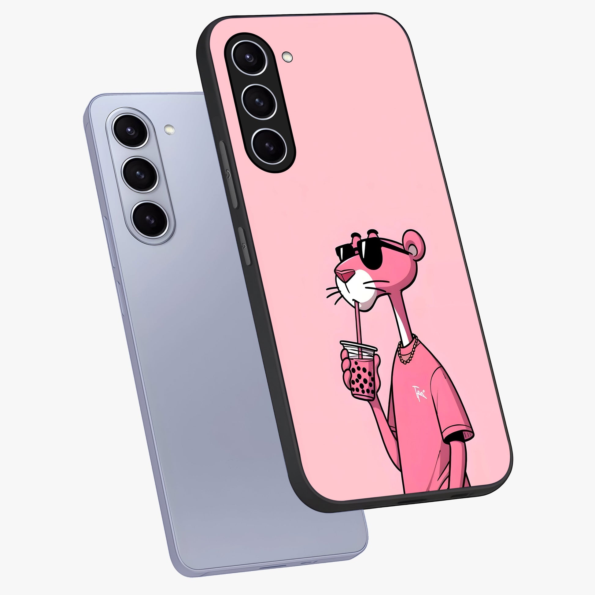 Pink Panther Glass Case displayed in angled mockup highlighting playful cartoon character design with vibrant pink aesthetic.