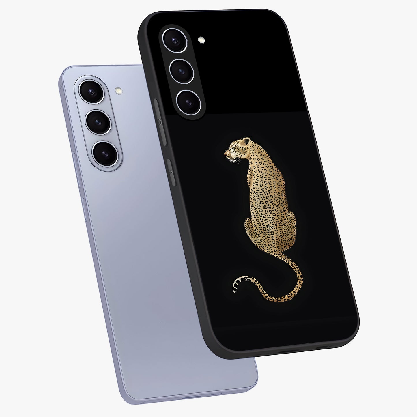 Regal Leopard Glass Case displayed in angled mockup highlighting powerful animal illustration with stylish wild aesthetic.